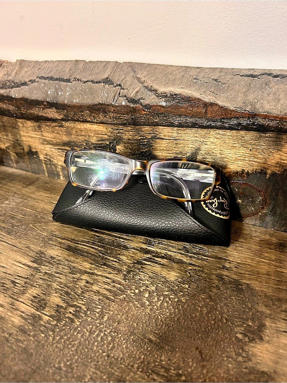Ray-Ban Tortoiseshell Rectangular Glasses Brown & Gold prescription glasses